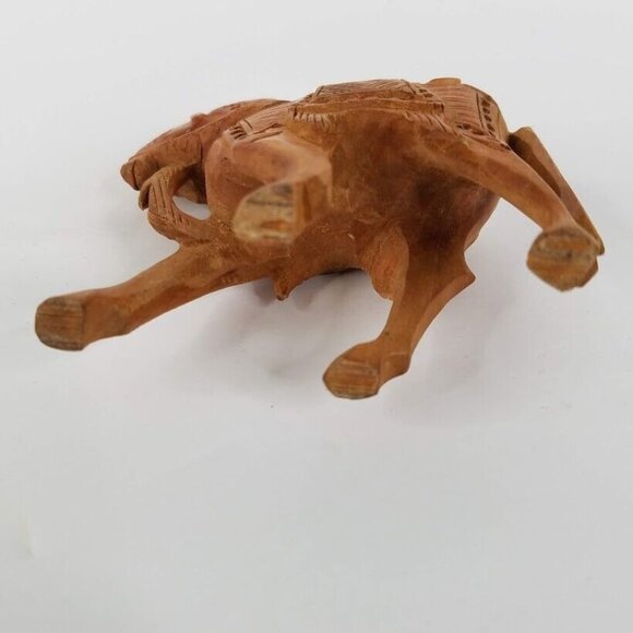 Handcrafted 4" Wooden Horse Figurine With Intricate Tribal Carvings - Picture 8 of 10